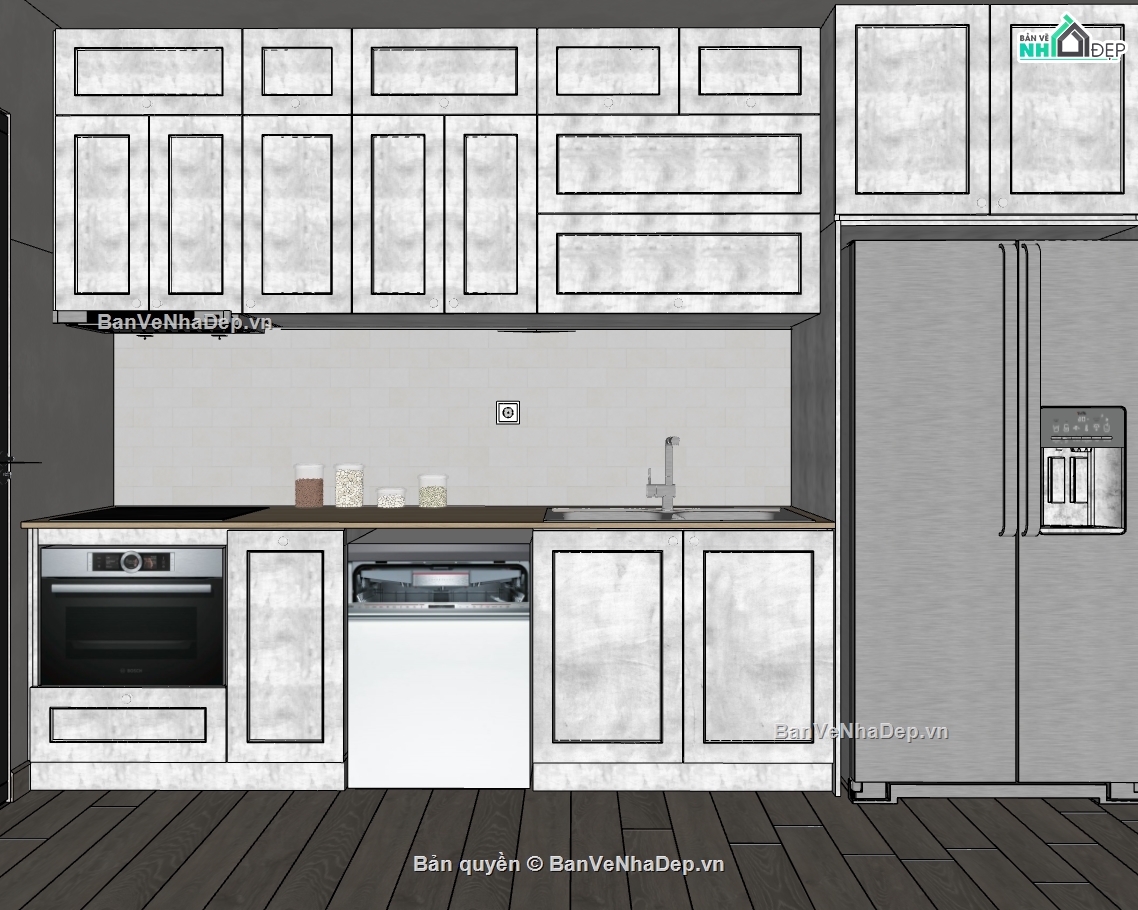 sketchup nội thất khách bếp,sketchup nội thất chung cư,sketchup nội thất hiện đại,thiết kế nội thất đẹp