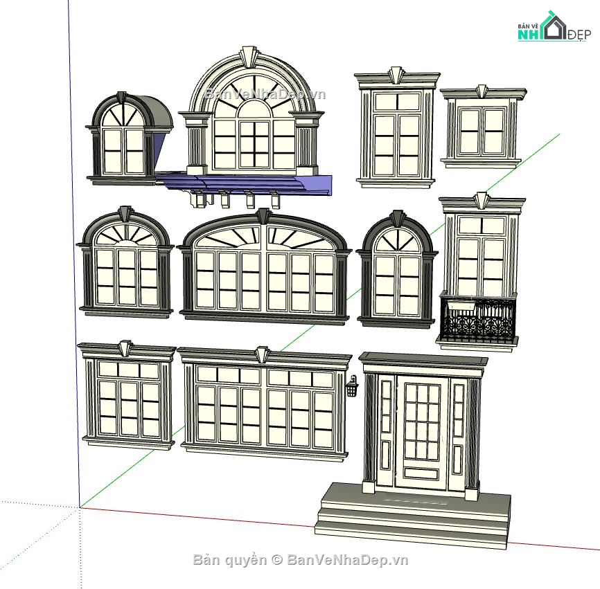 mẫu cửa sổ đẹp,cửa sổ su,sketchup cửa sổ đẹp,cửa sổ tân cổ điển