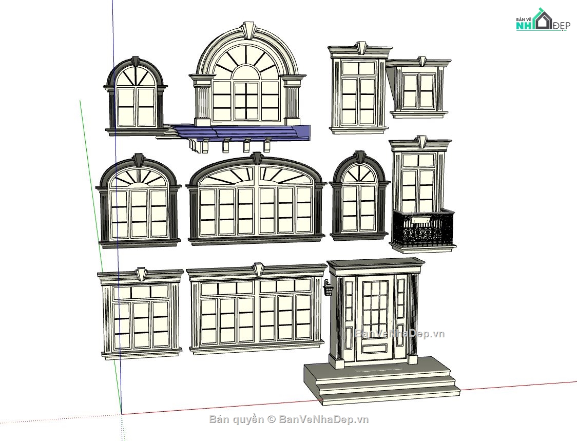 mẫu cửa sổ đẹp,cửa sổ su,sketchup cửa sổ đẹp,cửa sổ tân cổ điển