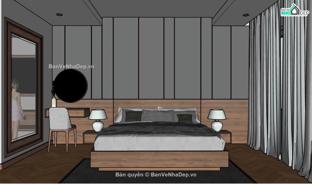 3d sketchup phòng ngủ,mẫu phòng ngủ,3d phòng ngủ,phòng ngủ 3d sketchup
