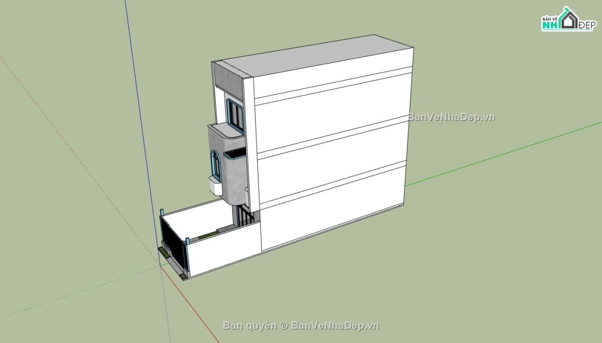 nhà phố 3 tầng,nhà phố đẹp,file sketchup nhà phố