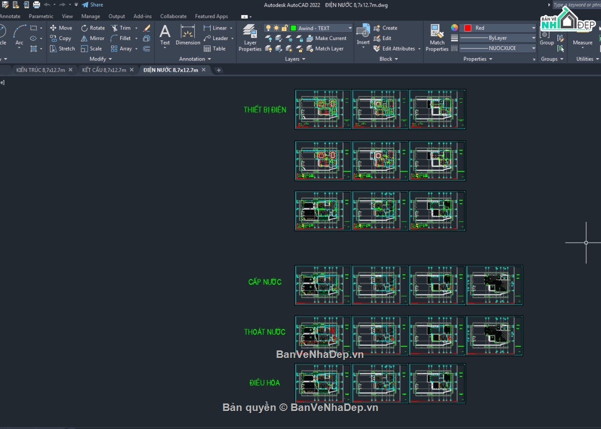 autocad biệt thự 3 tầng,Biệt thự 3 tầng,bản vẽ biệt thự 3 tầng