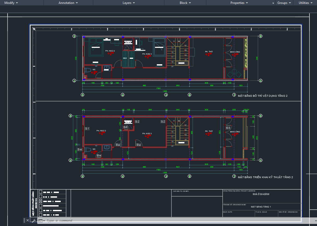 Nhà phố,2 tầng,hồ sơ thi công