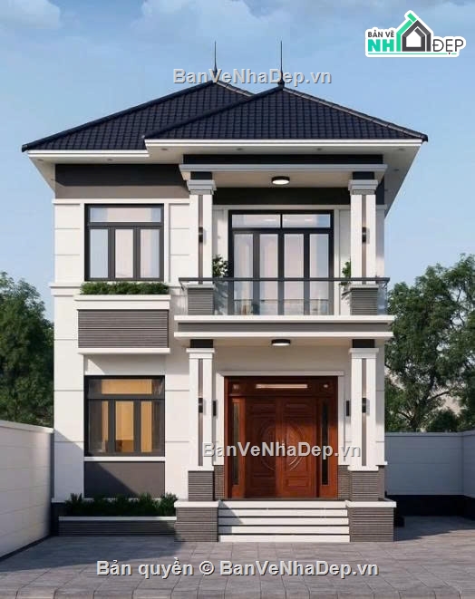 bản vẽ 2 tầng,Biệt thự  2 tầng,file cad biệt thự 2 tầng