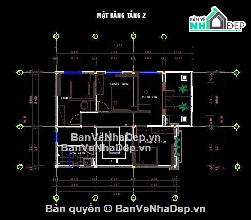 bản vẽ 2 tầng,Biệt thự  2 tầng,file cad biệt thự 2 tầng