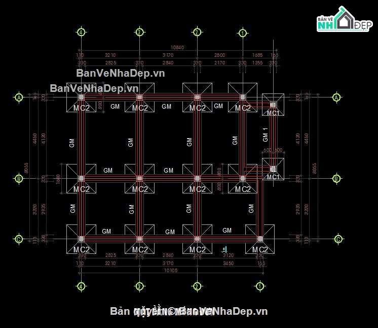 bản vẽ 2 tầng,Biệt thự  2 tầng,file cad biệt thự 2 tầng