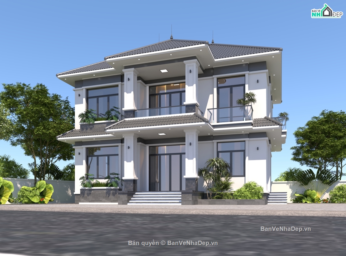 biệt thự 2 tầng,biệt thự,biệt thự  tầng,2 tầng,bản vẽ 2 tầng,bản vẽ biệt thự