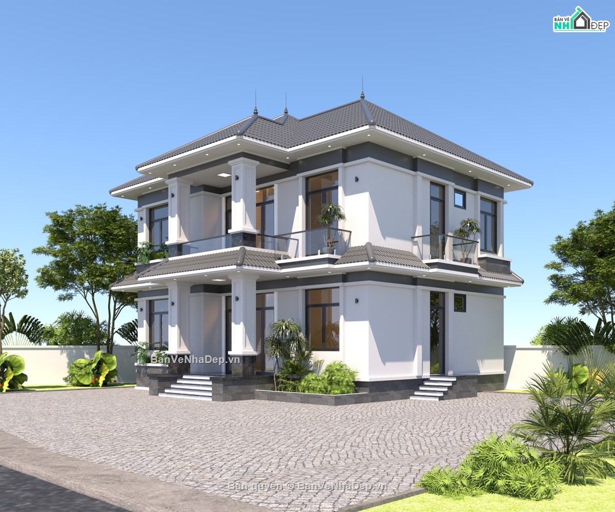 biệt thự 2 tầng,biệt thự,biệt thự  tầng,2 tầng,bản vẽ 2 tầng,bản vẽ biệt thự