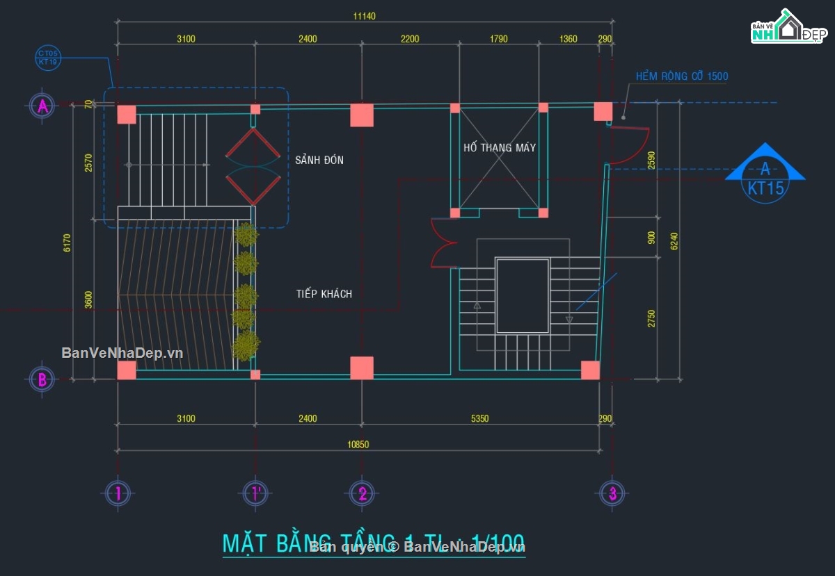 file cad văn phòng 9 tầng,văn phòng 9 tầng 6.1x10.8m,thiết kế 3d su văn phòng hiện đại