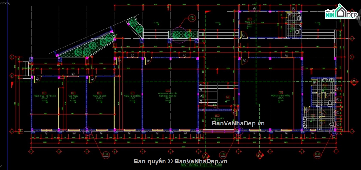 bản vẽ trường THCS,bản vẽ trường học,hồ sơ thiết kế trường học,kiến trúc trường học