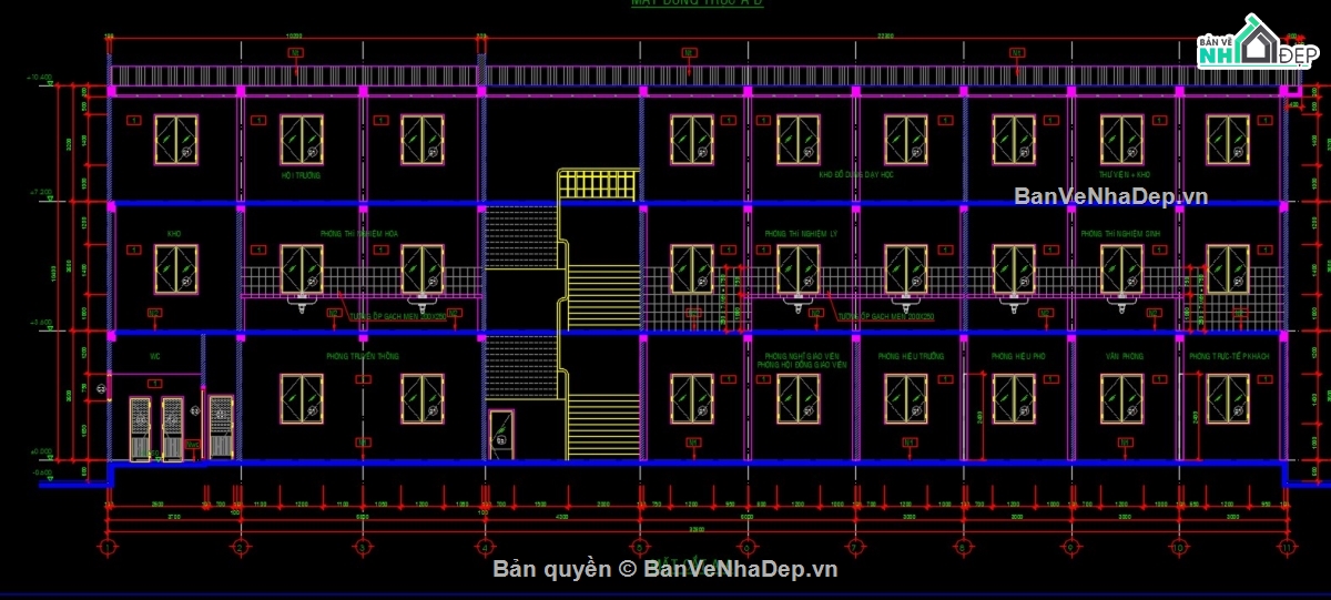 bản vẽ trường THCS,bản vẽ trường học,hồ sơ thiết kế trường học,kiến trúc trường học