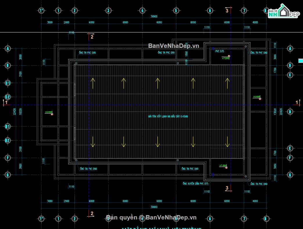 Full hồ sơ thiết kế,thiết kế nhà hội trường,autocad nhà hội trường,Cad thiết kế nhà hội trường,kiến trúc,kết cấu