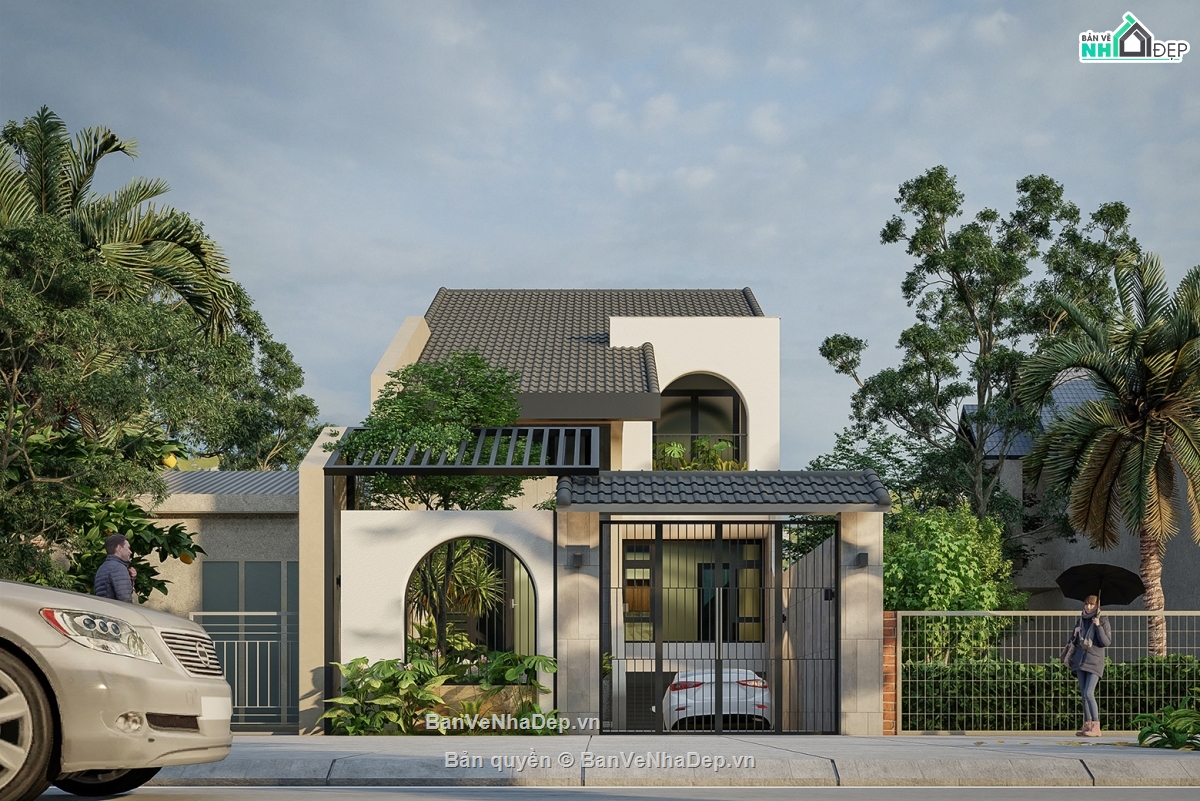 nhà vườn,mẫu nhà 2 tầng,bản vẽ nhà 2 tầng