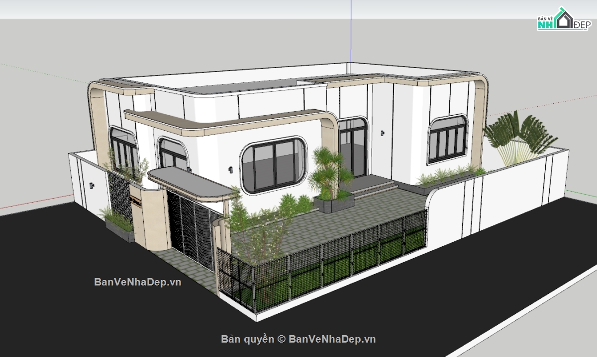 nhà vườn cấp 4,sketchup nhà vườn,nhà cấp 4 sketchup,nhà vườn cấp 4 đẹp