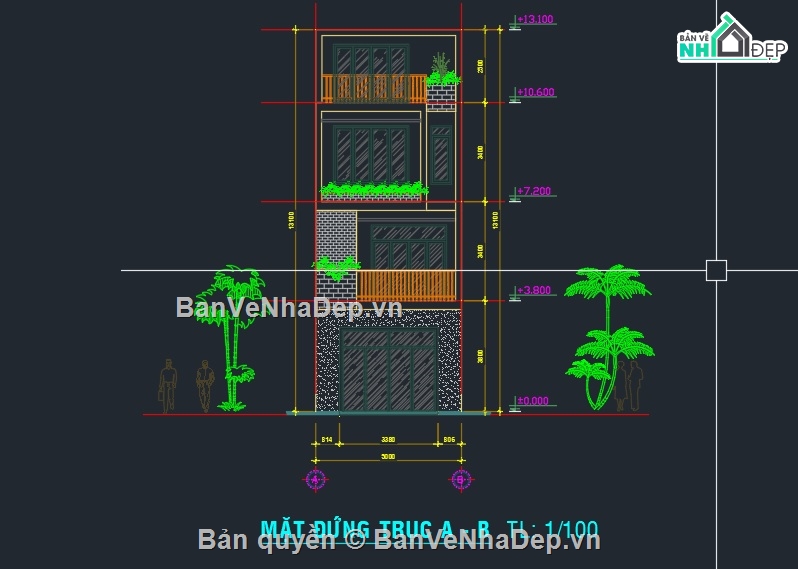 bản vẽ nhà phố 4 tầng,nhà phố sketchup,bản vẽ kết cấu nhà phố,sketchup nhà phố 4 tầng,bản vẽ điện nước nhà phố