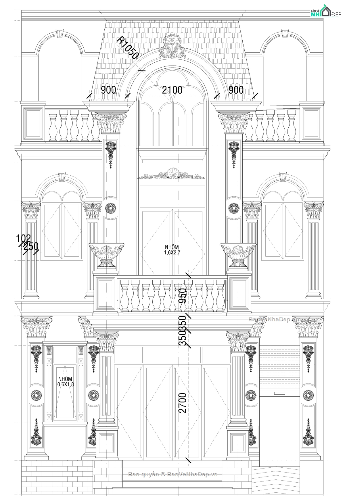 2 tầng 1 tum 7m,tân cổ điển đẹp,tân cổ điển 2 tầng 1 tum,full bản vẽ nhà phố tân cổ điển 7m,bản vẽ nhà phố 7m,bản vẽ thiết kế nhà 2 tầng 1 tum