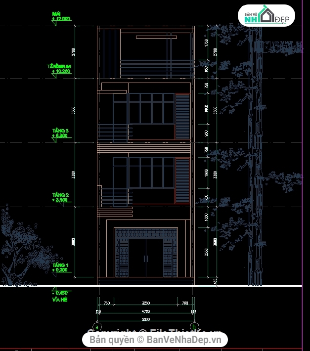 full thiết kế nhà1 kt:8.9mx5m,thiết kế nhà 2 xẹo 4 tầng,Bộ thiết kế 2 nhà dân 4 tầng có gara