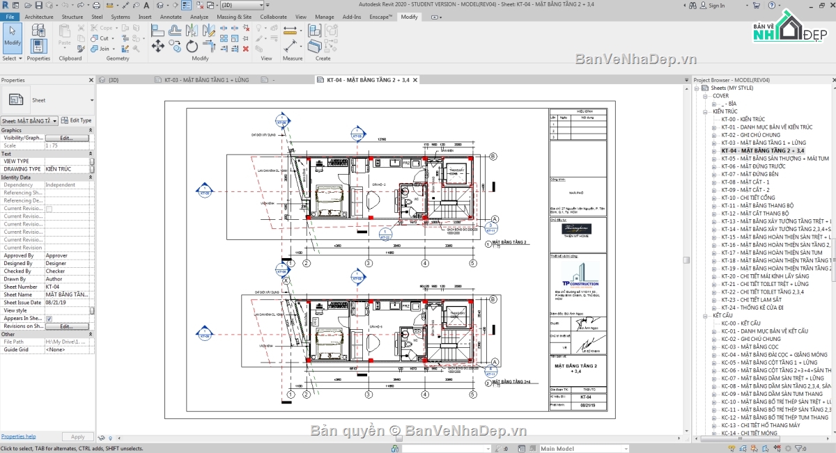 Model revit nhà phố 4 tầng,Revit nhà phố 4 tầng,Bản vẽ revit nhà phố 4 tầng,Bản vẽ nhà phố 4 tầng file revit,Nhà phố 4 tầng file revit