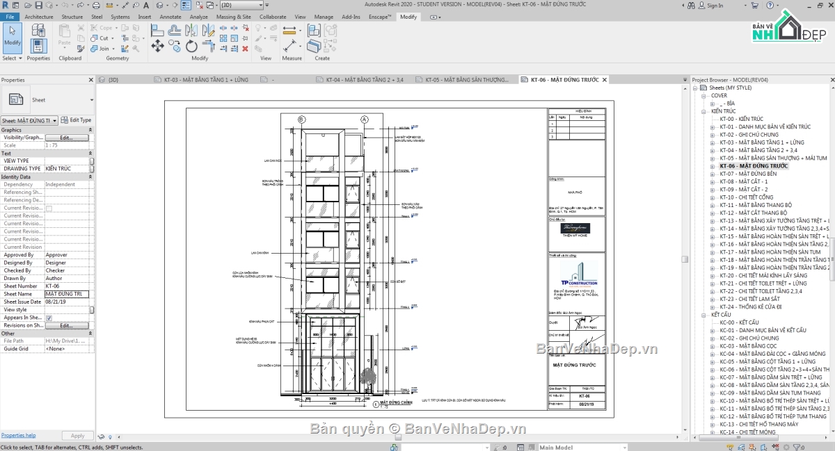 Model revit nhà phố 4 tầng,Revit nhà phố 4 tầng,Bản vẽ revit nhà phố 4 tầng,Bản vẽ nhà phố 4 tầng file revit,Nhà phố 4 tầng file revit