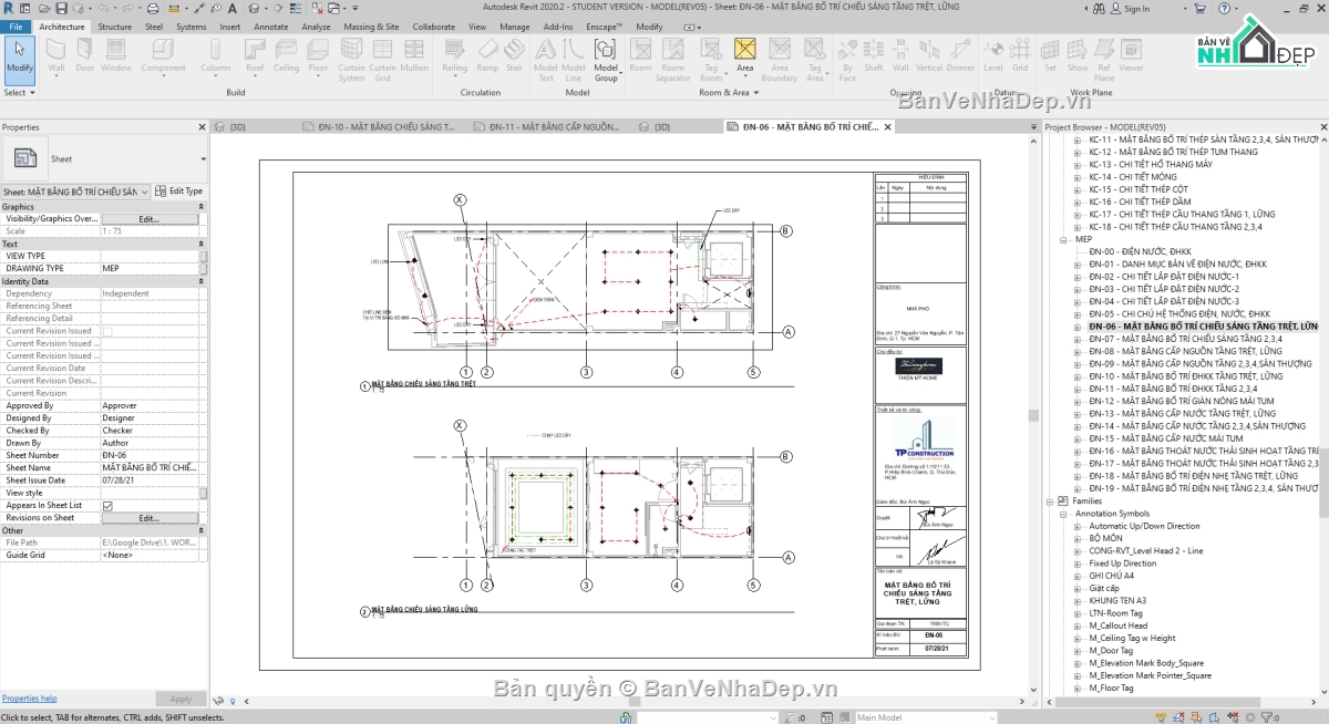 Model revit nhà phố 4 tầng,Revit nhà phố 4 tầng,Bản vẽ revit nhà phố 4 tầng,Bản vẽ nhà phố 4 tầng file revit,Nhà phố 4 tầng file revit