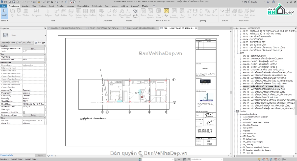 Model revit nhà phố 4 tầng,Revit nhà phố 4 tầng,Bản vẽ revit nhà phố 4 tầng,Bản vẽ nhà phố 4 tầng file revit,Nhà phố 4 tầng file revit