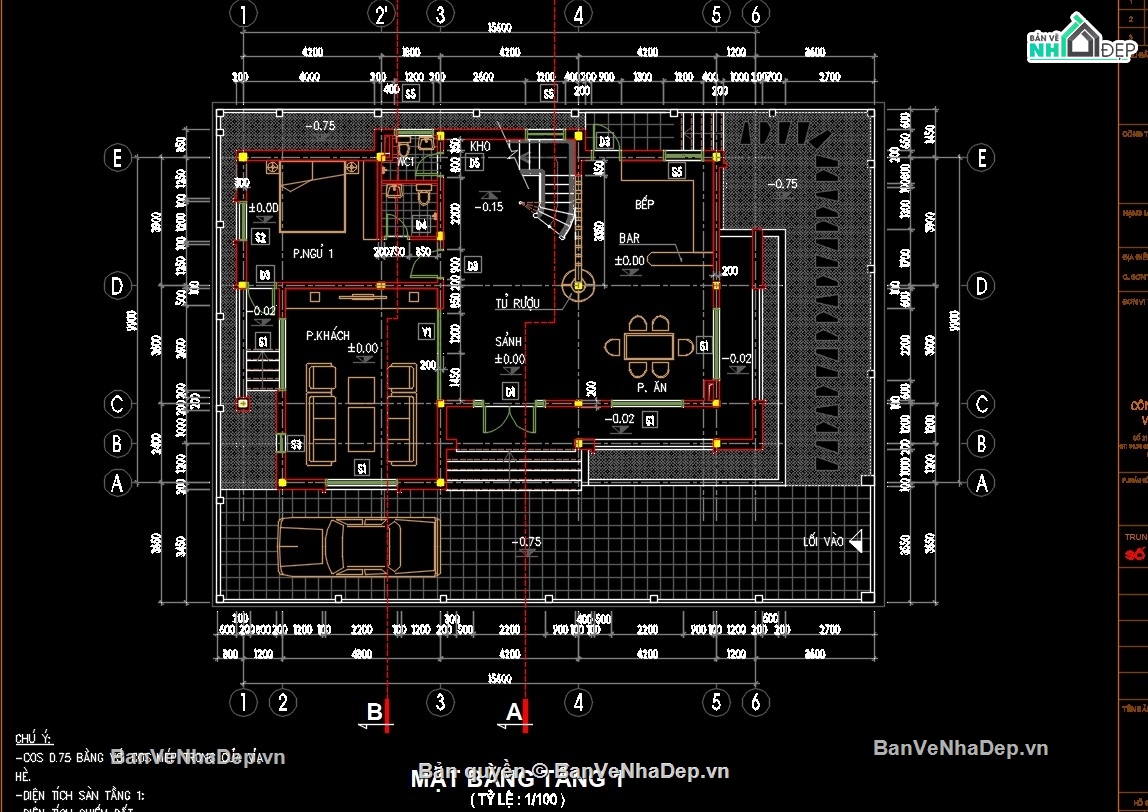 biệt thự 3 tầng,bản vẽ biệt thự 3 tầng,thiết kế biệt thự 3 tầng