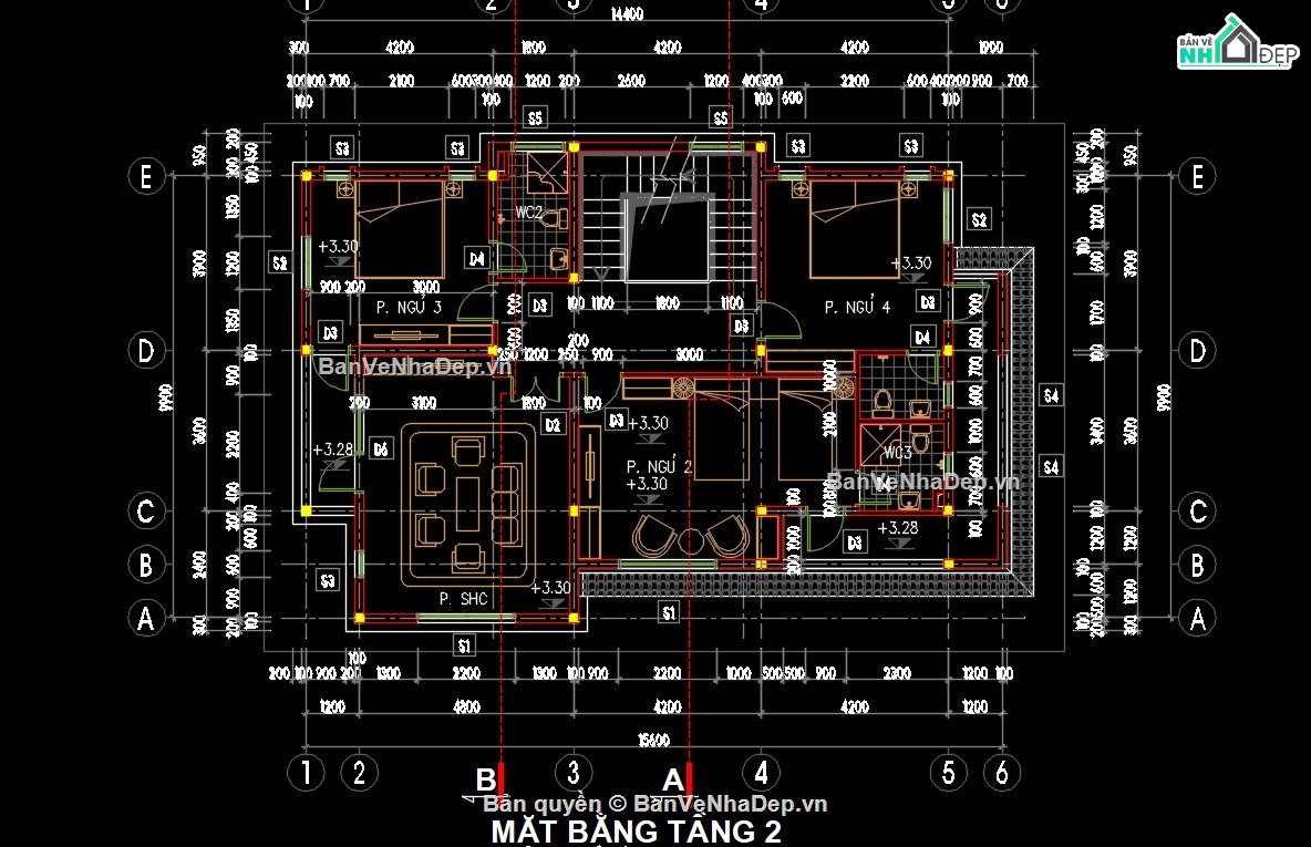 biệt thự 3 tầng,bản vẽ biệt thự 3 tầng,thiết kế biệt thự 3 tầng
