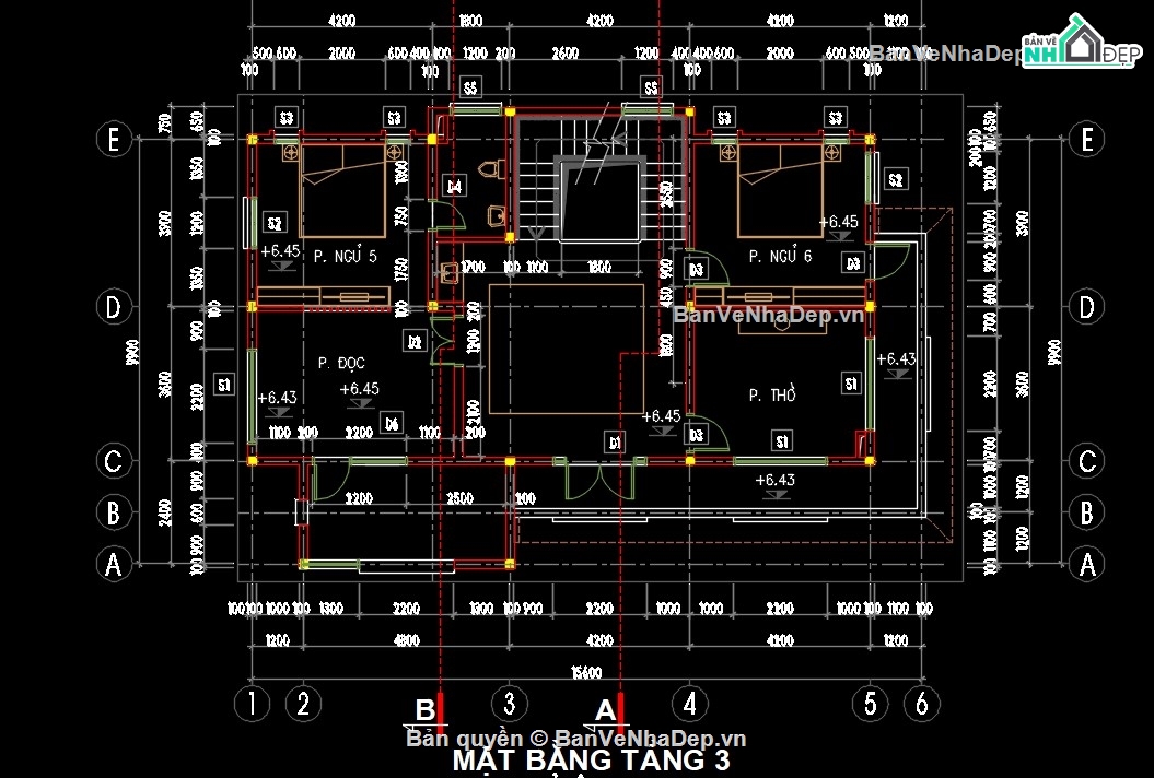 biệt thự 3 tầng,bản vẽ biệt thự 3 tầng,thiết kế biệt thự 3 tầng