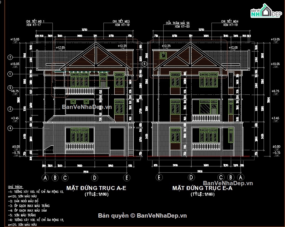 biệt thự 3 tầng,bản vẽ biệt thự 3 tầng,thiết kế biệt thự 3 tầng