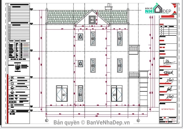 Bản vẽ biệt thự 3 tầng,Biệt thự 3 tầng 8x15m,bộ bản vẽ biệt thự 3 tầng,file cad biệt thự 3 tầng,mẫu biệt thự 3 tầng dưới 100m2