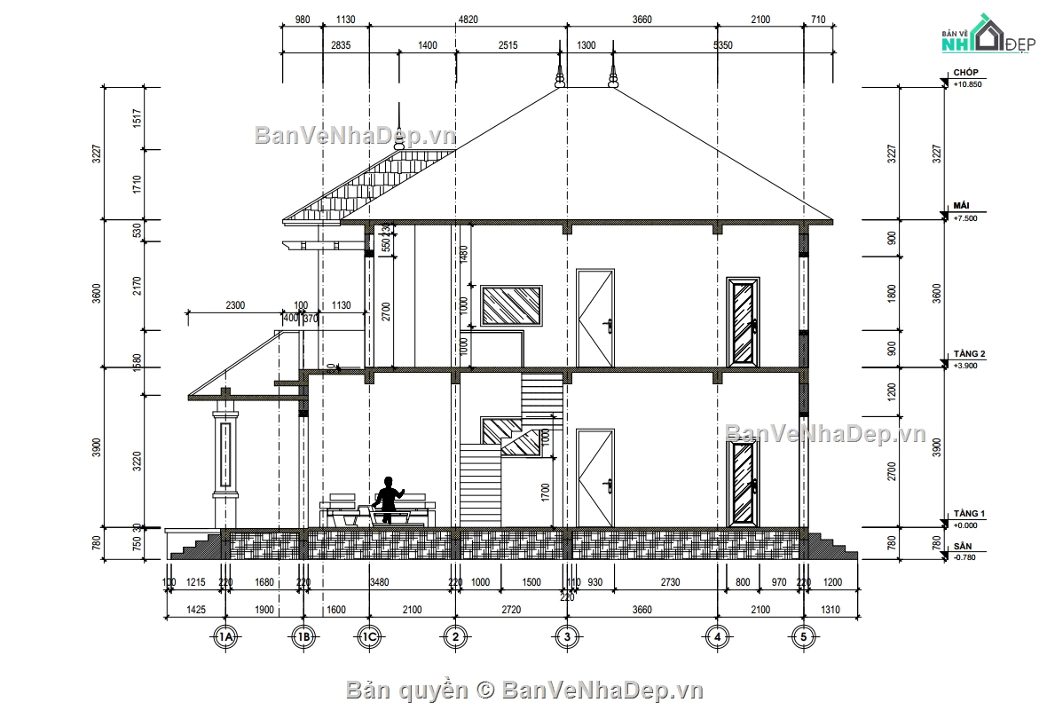 biệt thự 2 tầng,kiến trúc biệt thự 2 tầng,phối cảnh biệt thự