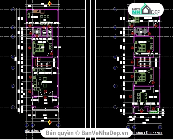 Bản vẽ mặt bằng,Bản vẽ mặt đứng,bản vẽ nhà phố 2 tầng,thiết kế nhà 2 tầng đẹp