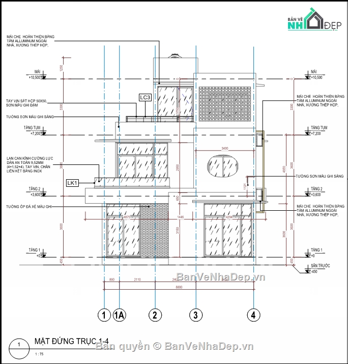 biệt thự 3 tầng,bản vẽ 3 tầng,kiến trúc biệt thự đẹp