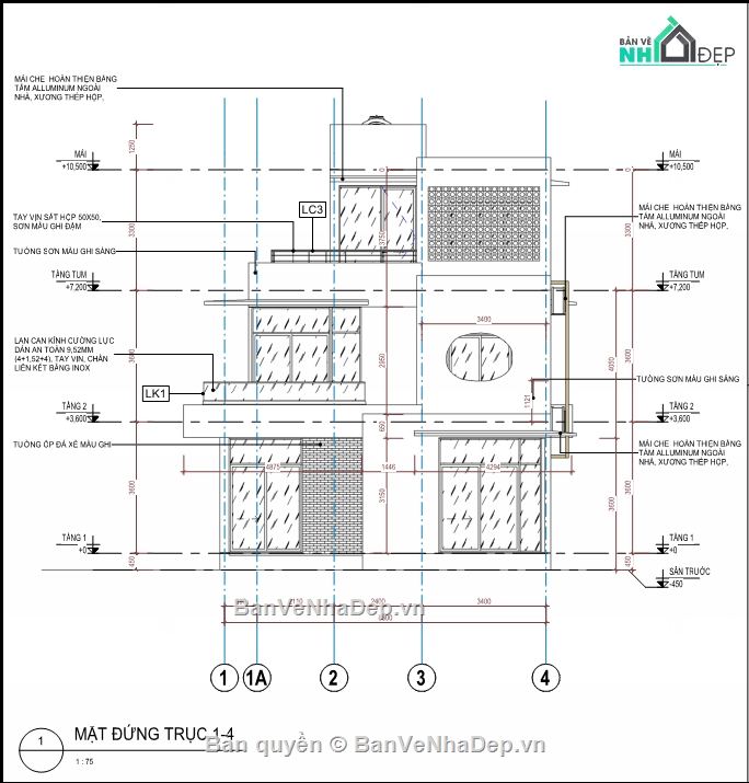 biệt thự 3 tầng,bản vẽ 3 tầng,kiến trúc biệt thự đẹp