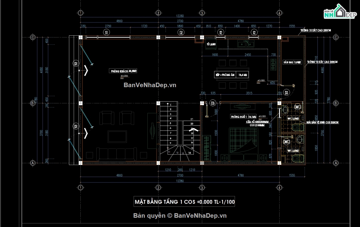 thiết kế nhà phố 2 tầng,bản vẽ nhà phố 2 tầng,nhà phố 2 tầng,thiết kế nhà phố