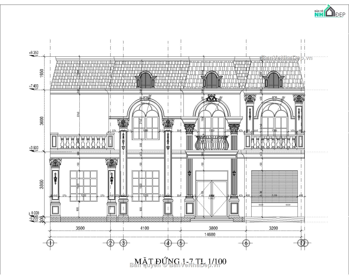 BIỆT THỰ FULL,bản vẽ biệt thự tân cổ điển full,biệt thự tân cổ điển full kt.kc.đn,biệt thự 2 tầng,hồ sơ thiết kế thi công,biệt thự tân cổ điển 2 tầng