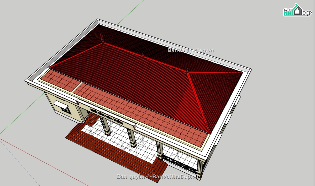 nhà văn hóa,công trình xã hội,thiết kế 2d,thiết kế 3d,cad nhà văn hóa,phối cảnh nhà văn hóa