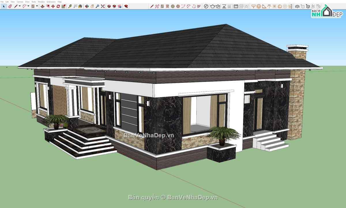 Mẫu nhà mái nhật Sketchup mang lại vẻ đẹp truyền thống của Nhật Bản, tinh tế trong từng chi tiết và phù hợp với khí hậu Việt Nam. Hãy cùng trải nghiệm mô hình nhà mái nhật Sketchup để tự tay thiết kế cho mình ngôi nhà đầy ấn tượng.