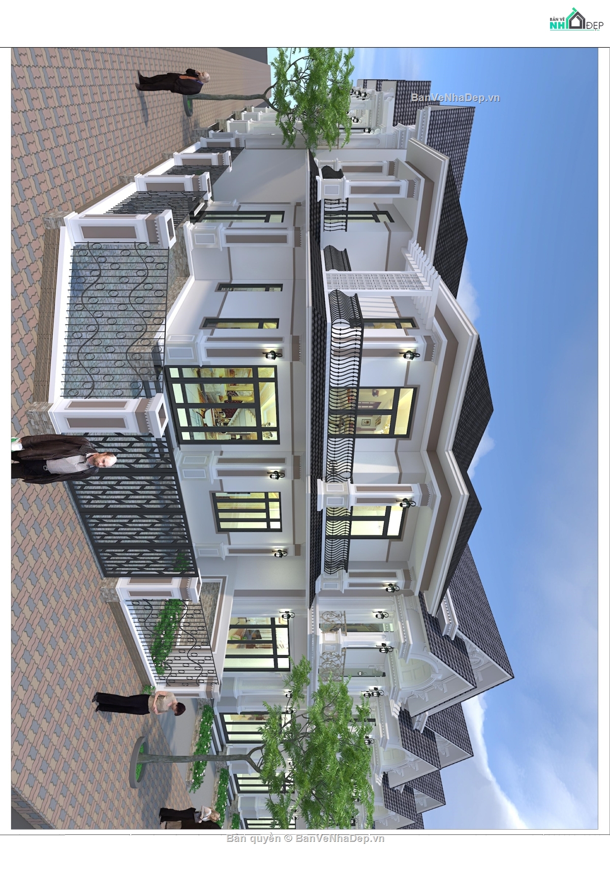 biệt thự phố,biệt thự 2 tầng,bản vẽ biệt thự,bản vẽ biệt thự tân cổ điển full,biệt thự tân cổ điển full kt.kc.đn,biệt thự tân cổ điển 2 tầng