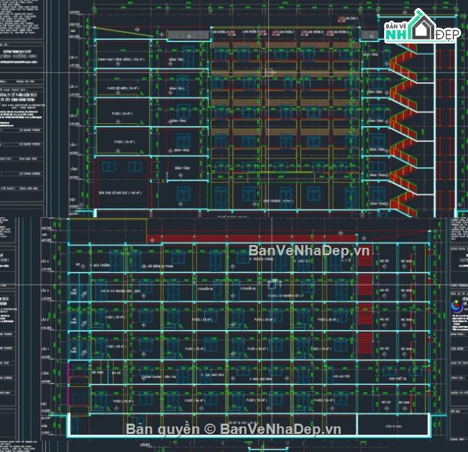 bản vẽ trường học 5 tầng,trường học file cad,file cad trường học