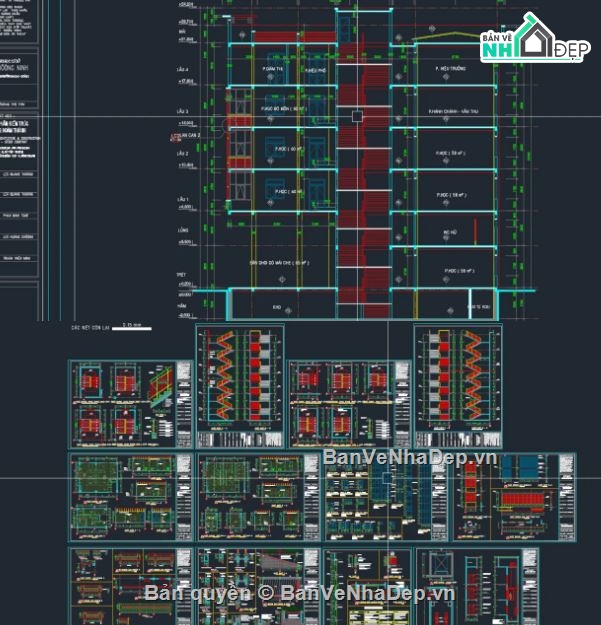 bản vẽ trường học 5 tầng,trường học file cad,file cad trường học