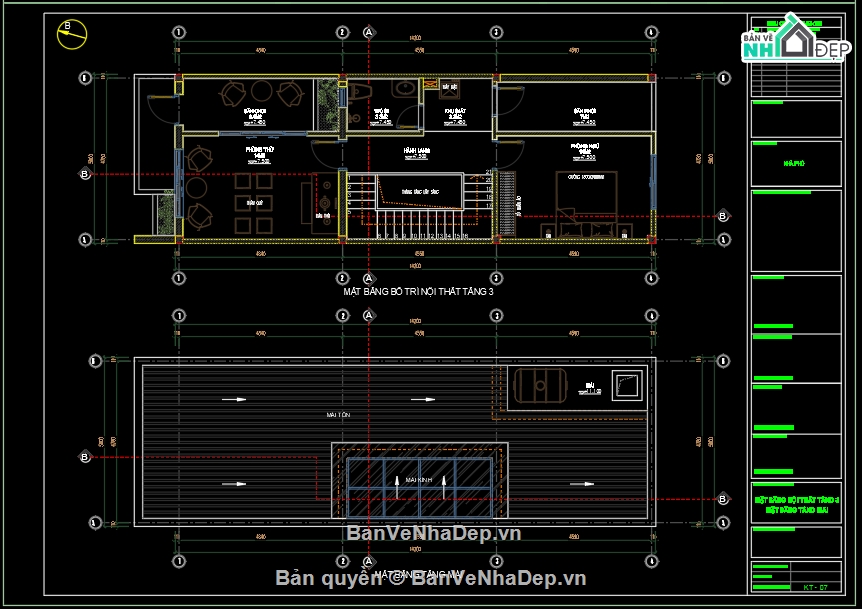 Bản vẽ nhà phố 3 tầng,nhà phố 5x14m,hồ sơ thi công nhà 3 tầng,nhà liền kề 5x14m