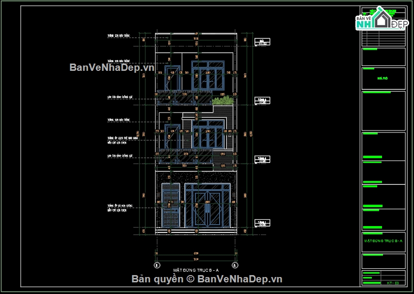 Bản vẽ nhà phố 3 tầng,nhà phố 5x14m,hồ sơ thi công nhà 3 tầng,nhà liền kề 5x14m