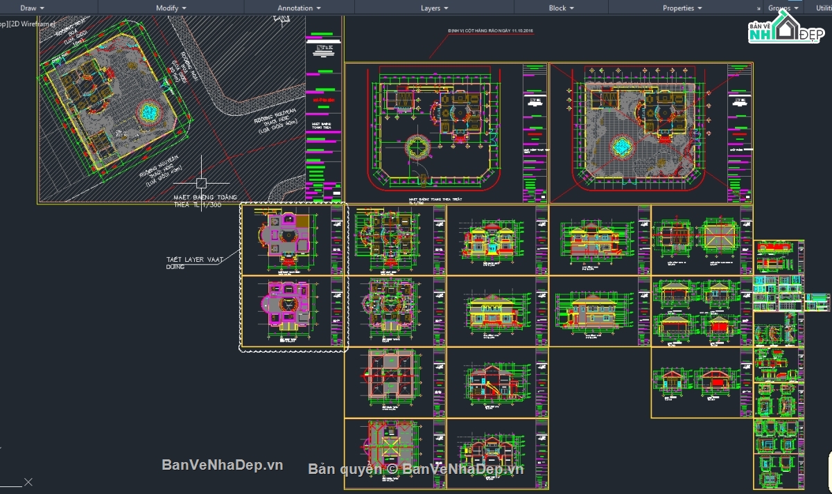 mẫu biệt thự,cad biệt thự,hồ sơ villa,cad villa,autocad villa