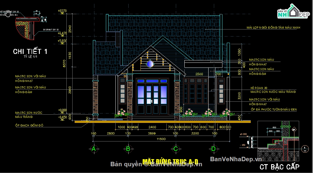 Share 4 mẫu bản vẽ cad thiết kế nhà cấp 4 đầy đủ kiến trúc, kết cấu, điện nước