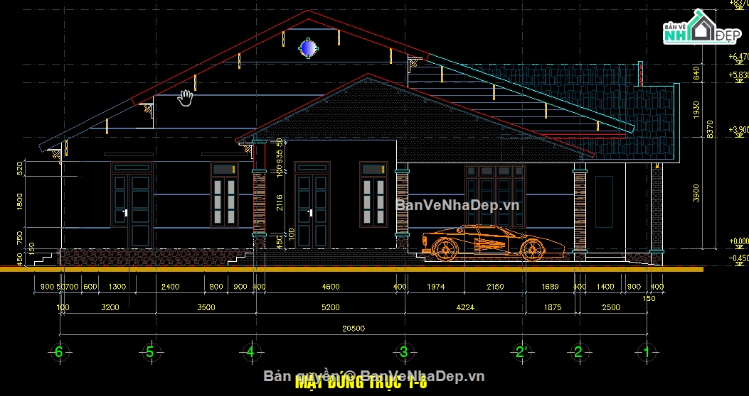 Share 4 mẫu bản vẽ cad thiết kế nhà cấp 4 đầy đủ kiến trúc, kết cấu, điện nước