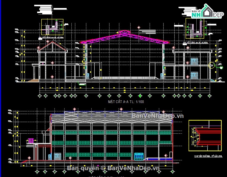hồ sơ cad nhà thi đấu,bản vẽ nhà thi đấu,kiến trúc nhà thi đấu