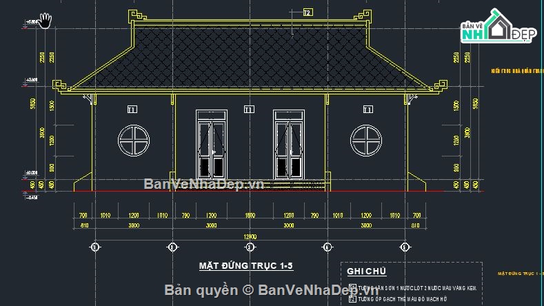 nhà quản trang,bản vẽ nhà quản trang,file nhà quản trang