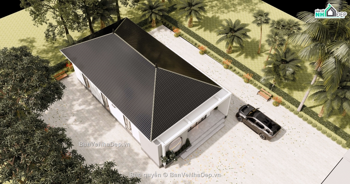 nhà 1 tầng 8x16m,bản vẽ nhà 8x16m,bản vẽ nhà 1 tầng 8x16m