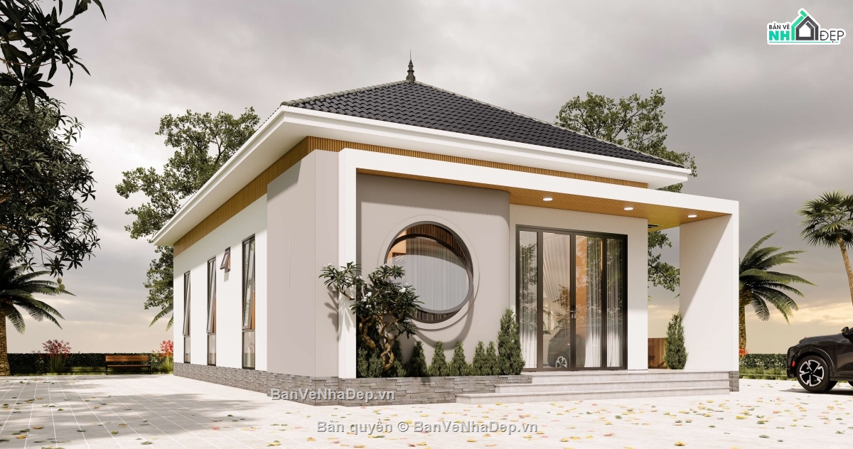 nhà 1 tầng 8x16m,bản vẽ nhà 8x16m,bản vẽ nhà 1 tầng 8x16m